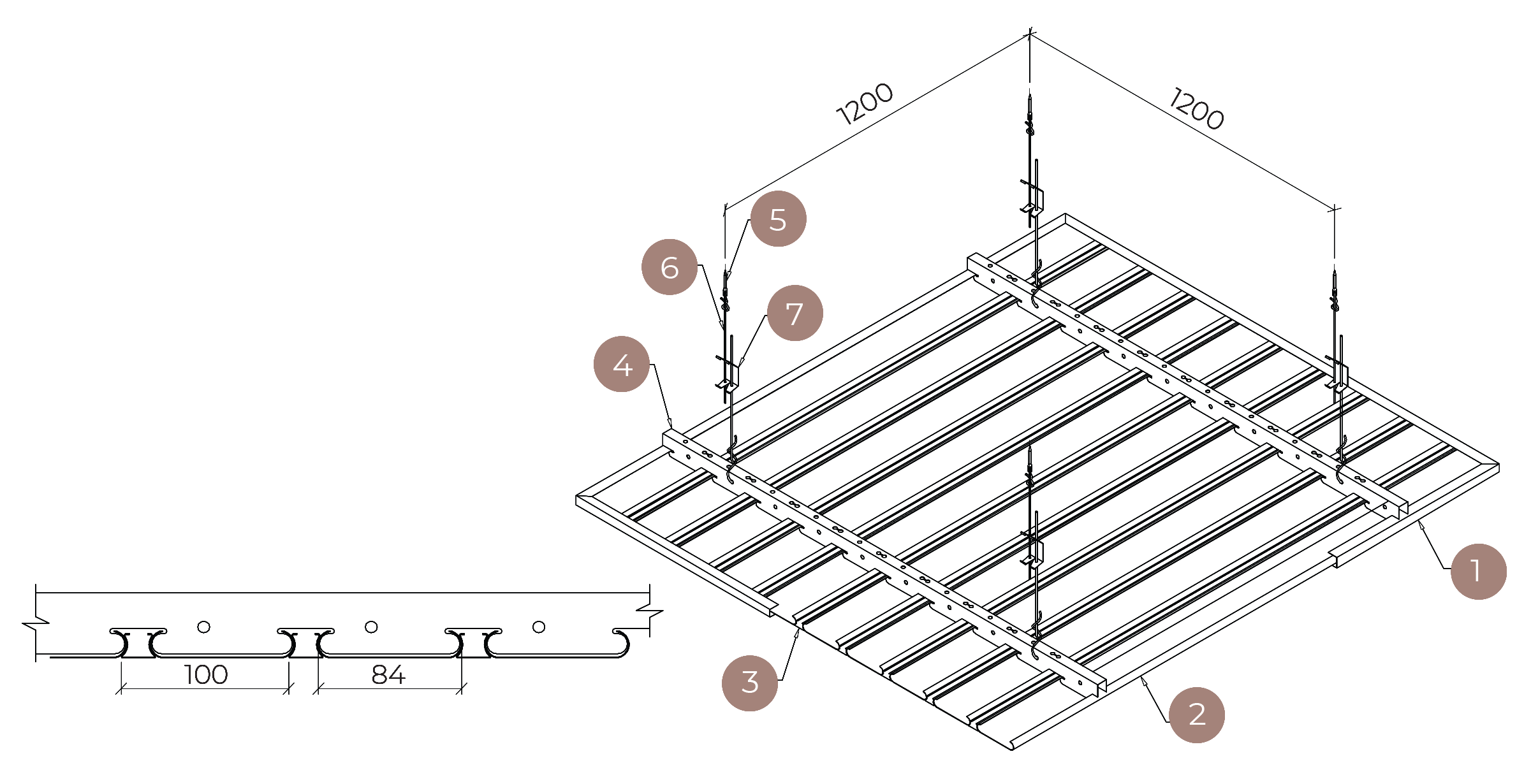 Aluminum Metal Strip Ceiling System
